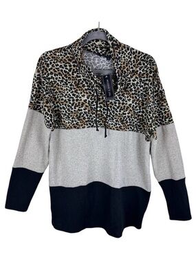 Tint & Shadow NWT Leopard Cowl Neck Knit Top‎ Large